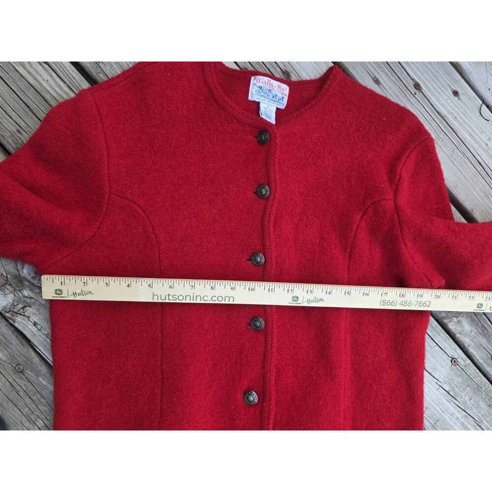 VTG Womens Red Cardigan Sweater 100% Wool Size L Grandmacore Granny Chic - Picture 6 of 7
